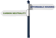 Carbon neutrality vs affordable housing signpost